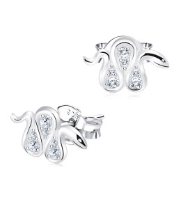 Snake With CZ Stone Silver Ear Stud STS-5057